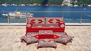 Oriental Cushions, Arabic Majlis, Arabic Floor Couch, Reading Loveseat, 8" Thickness Moroccan Floor Seating Set, Moroccan Home Decor Cushion (Sofa Only)