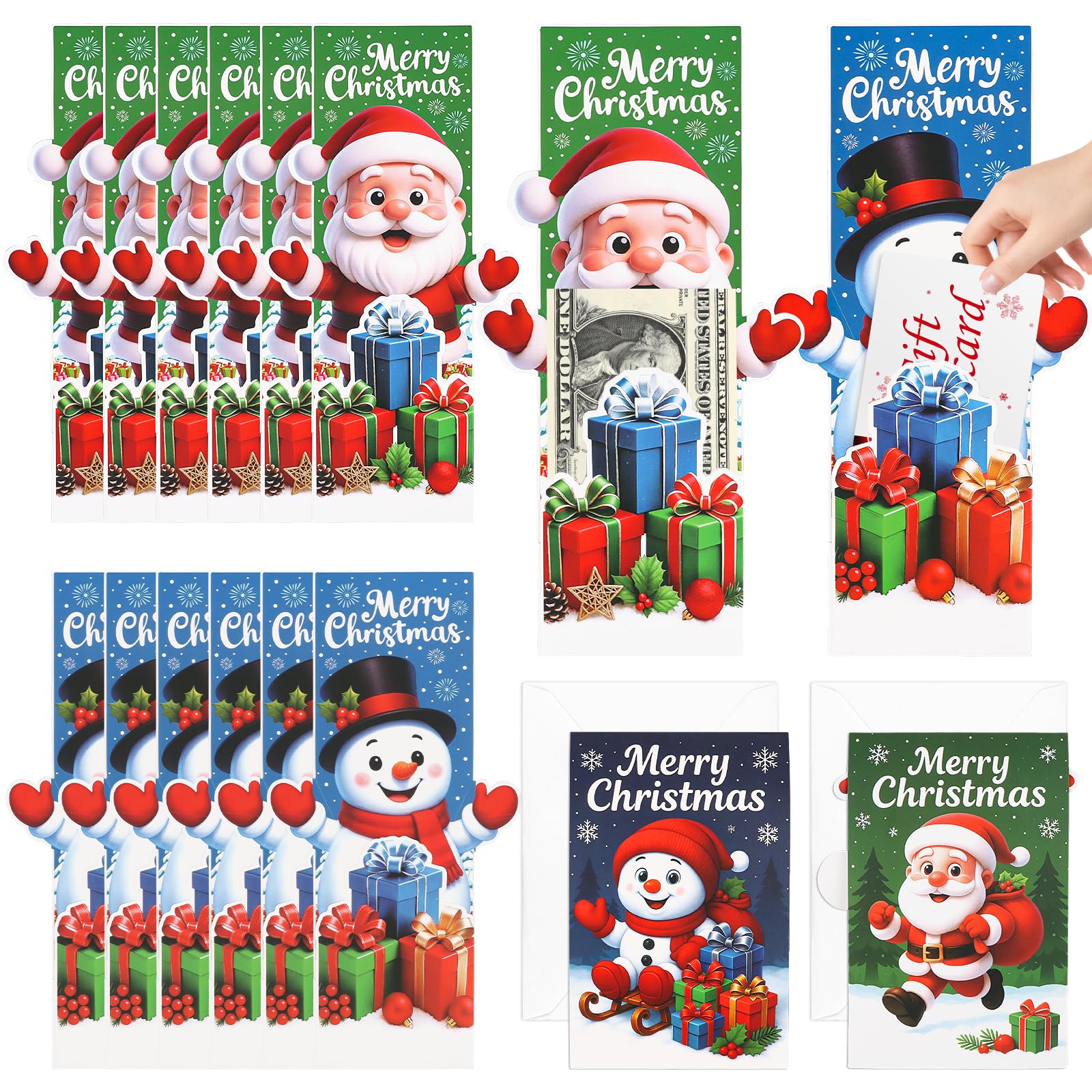 LOKIPA 12 PCS Christmas Money Wallet, Christmas Cash Card Gift Cards with Envelope for Xmas Cash Voucher Wallets Holder