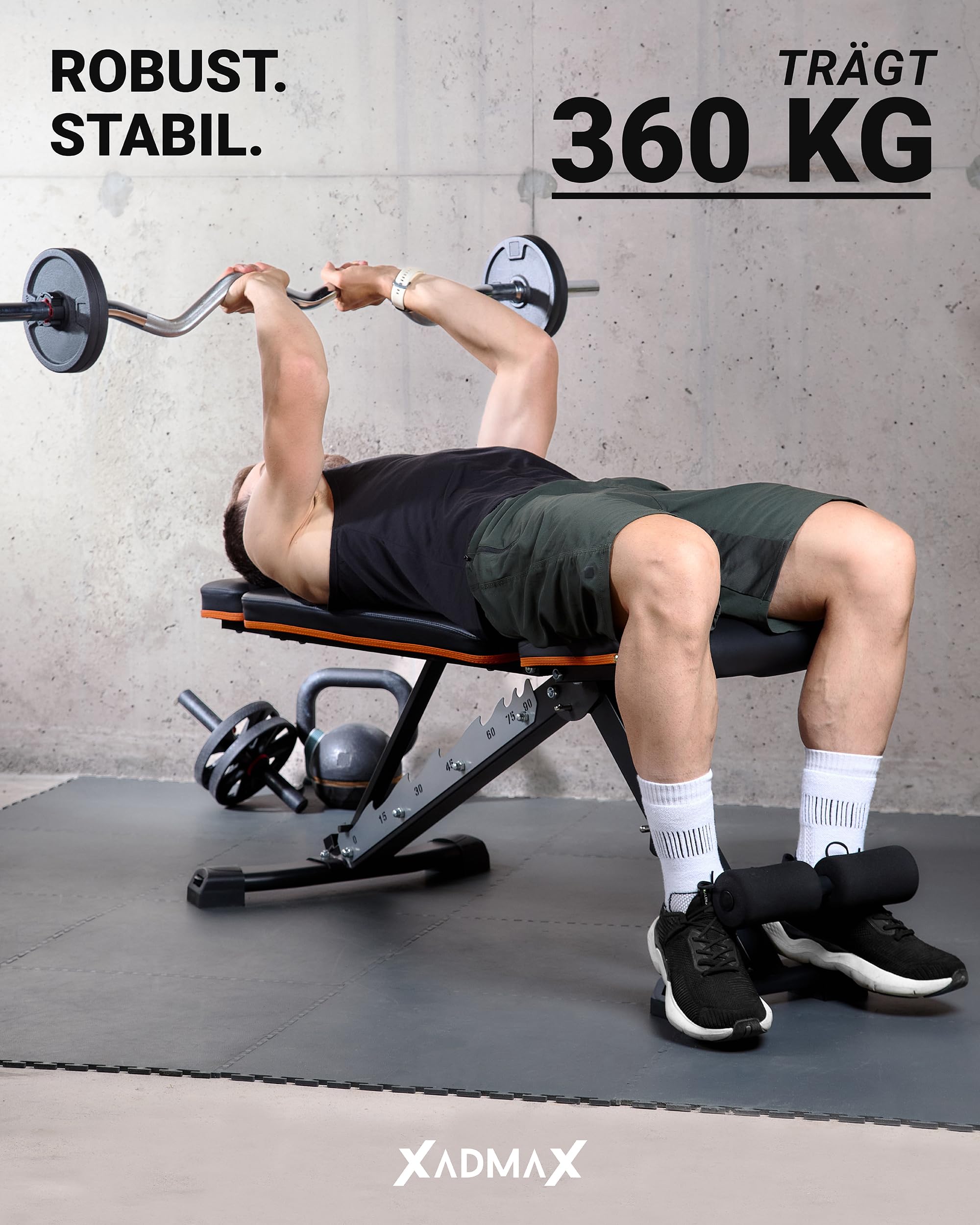 Hantelbank Klappbar Verstellbar, trägt bis zu 360 KG, sehr Robust und Widerstandsfähig, Schrägbank, Sportgeräte Zuhause, Home Gym, Trainingsbank, Hantelbank mit Gewichten trainieren,