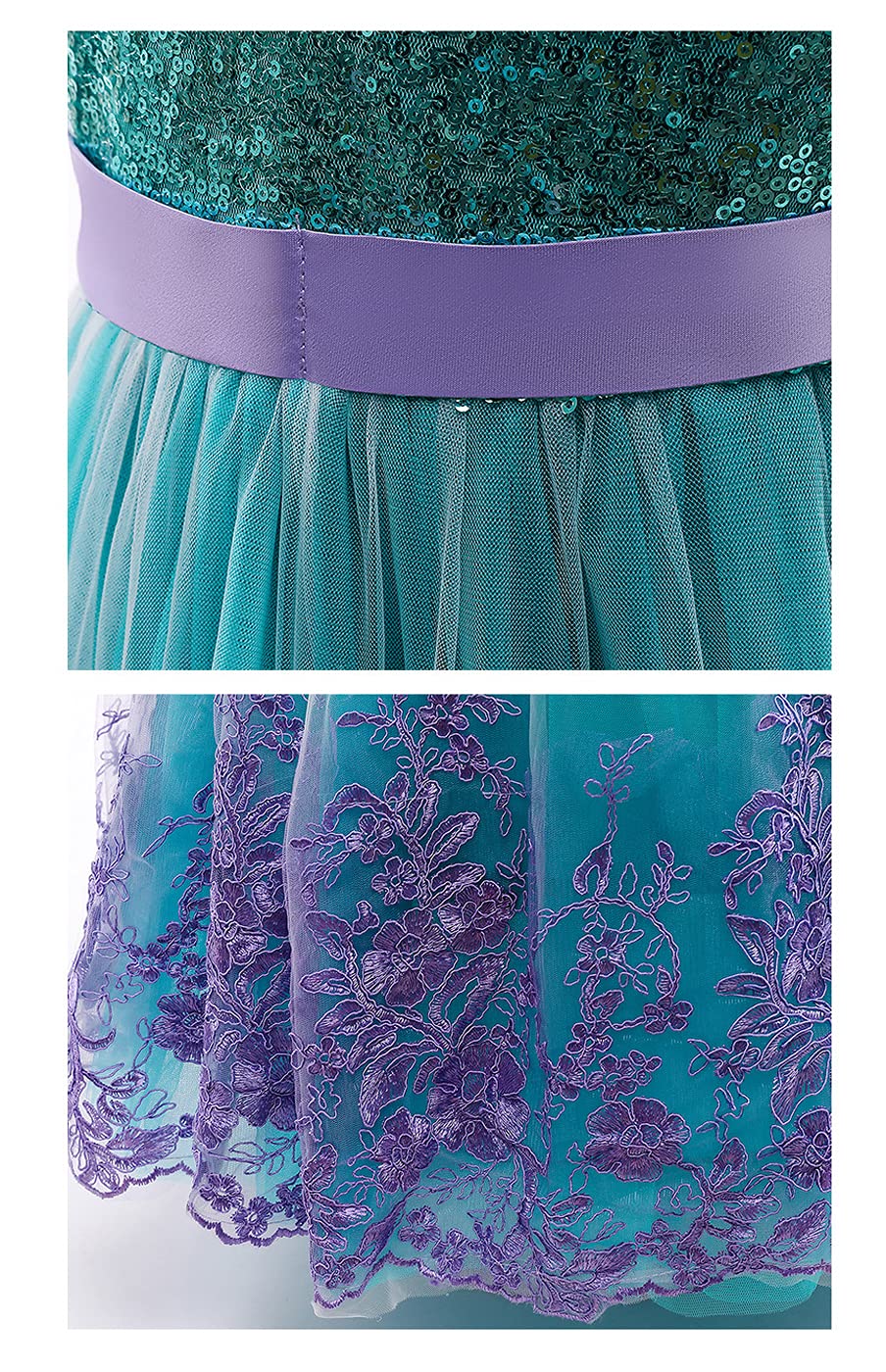 Kosplay Niña Disfraz de Princesa Sirena Vestido de Sirena con Accesorios Pelucas Vestido de Noche Verde Cumpleaños Fiesta Cosplay Navidad Halloween Carnaval Bautizo Vestirse Verde 130
