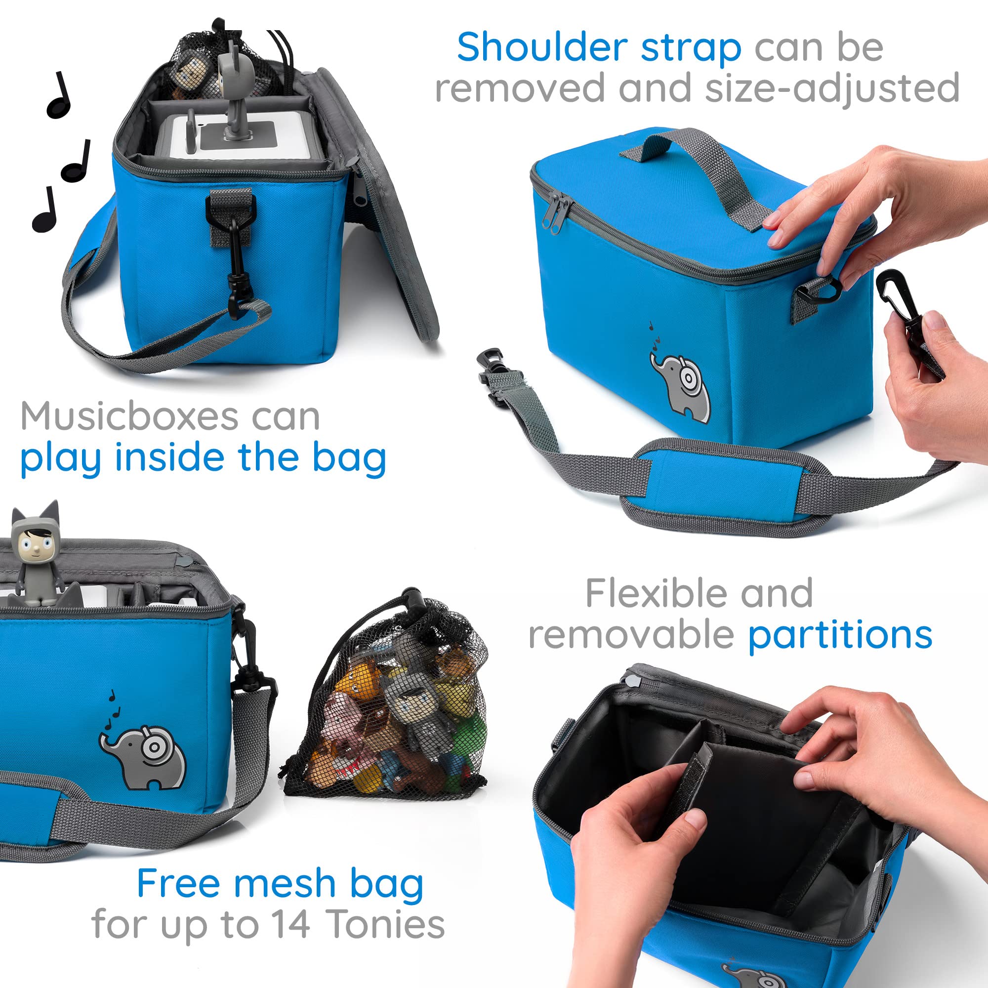 Fantifant Music Box Bag for Toniebox - Flexible Transport Bag for Toniebox, Starter Set, Figures and Accessories - Made of Recycled PET - Shark Blue - Image 2