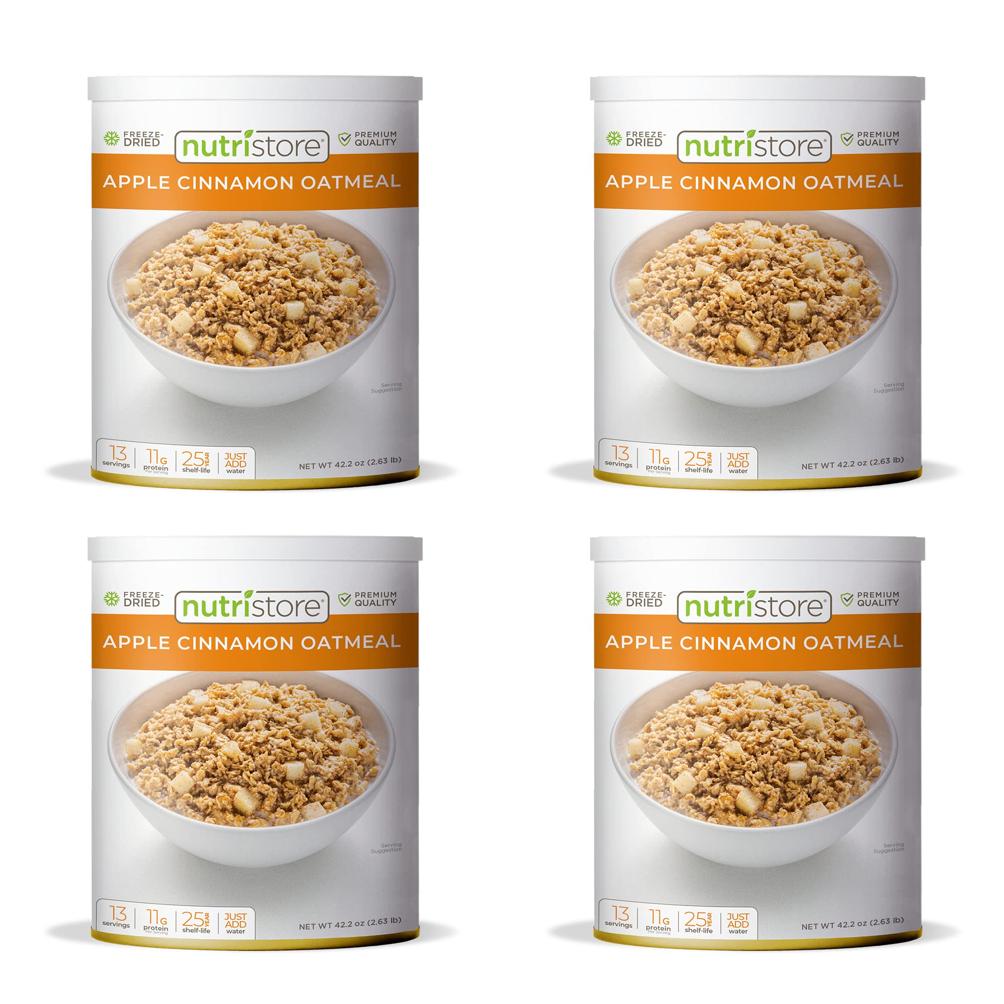 Nutristore Freeze-Dried Apple Cinnamon Oatmeal | Emergency Survival Bulk Food Storage Meal | Perfect