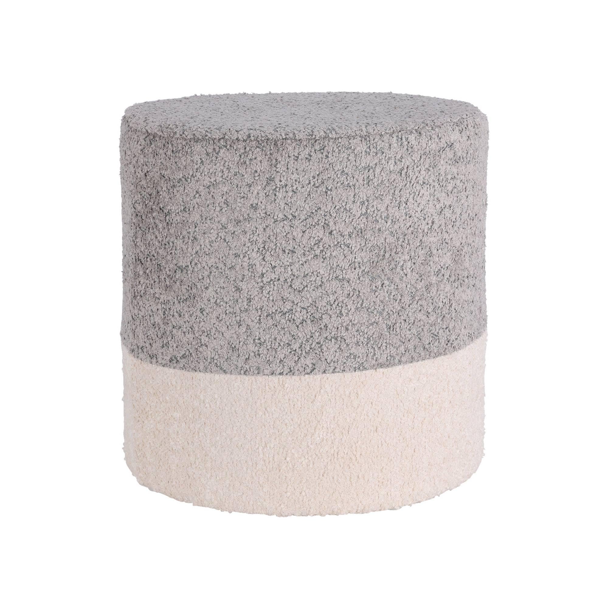 Taburete reposapiés redondo de poliéster gris pequeño para decoración de interiores