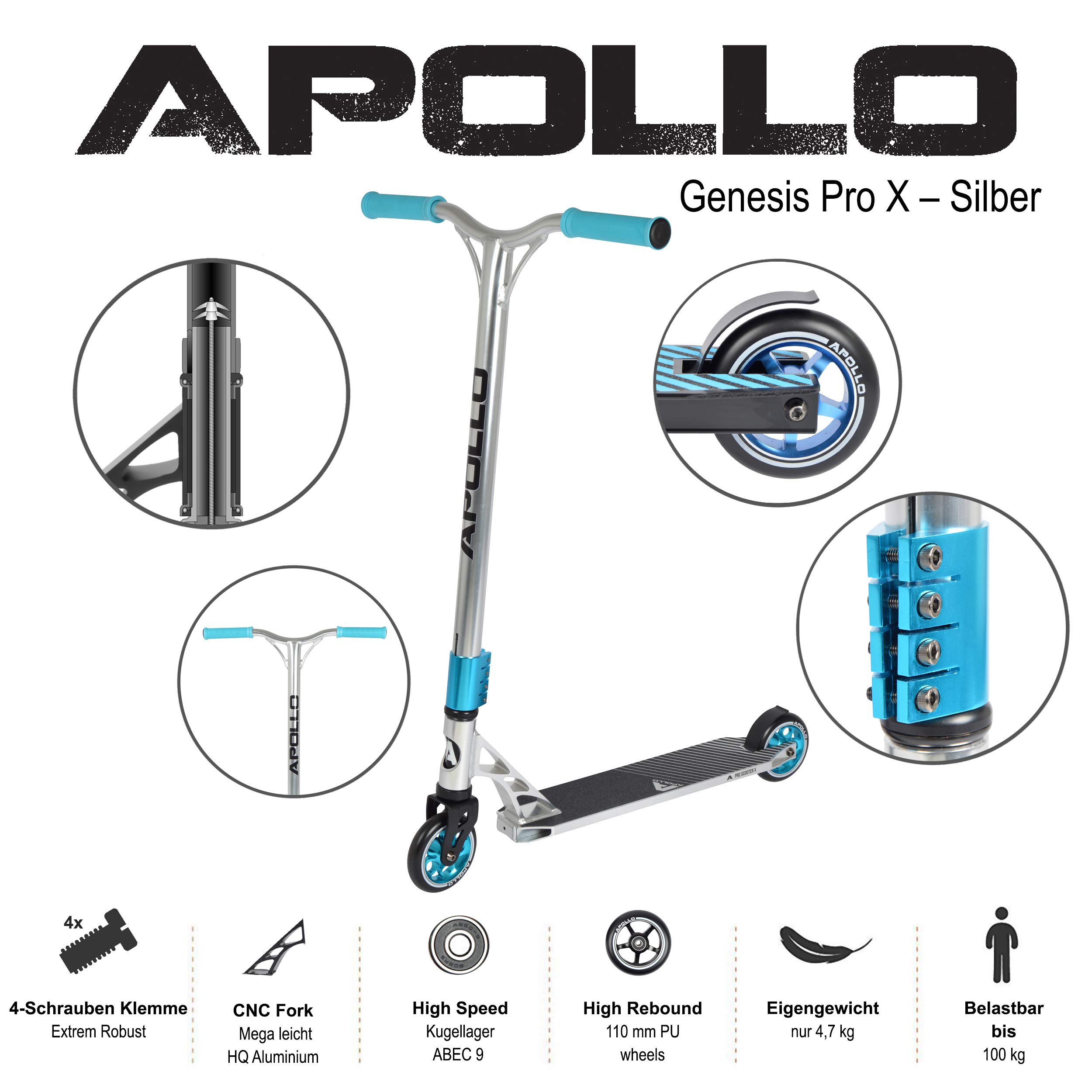 APOLLO Stunt Scooter GENESIS Pro - Robust Pro Stunt Scooter with ABEC 9  Bearings, Fun Scooter, Kick Scooter, Trick Scooter, Freestyle Scooter: Buy  Online in Chile at desertcart