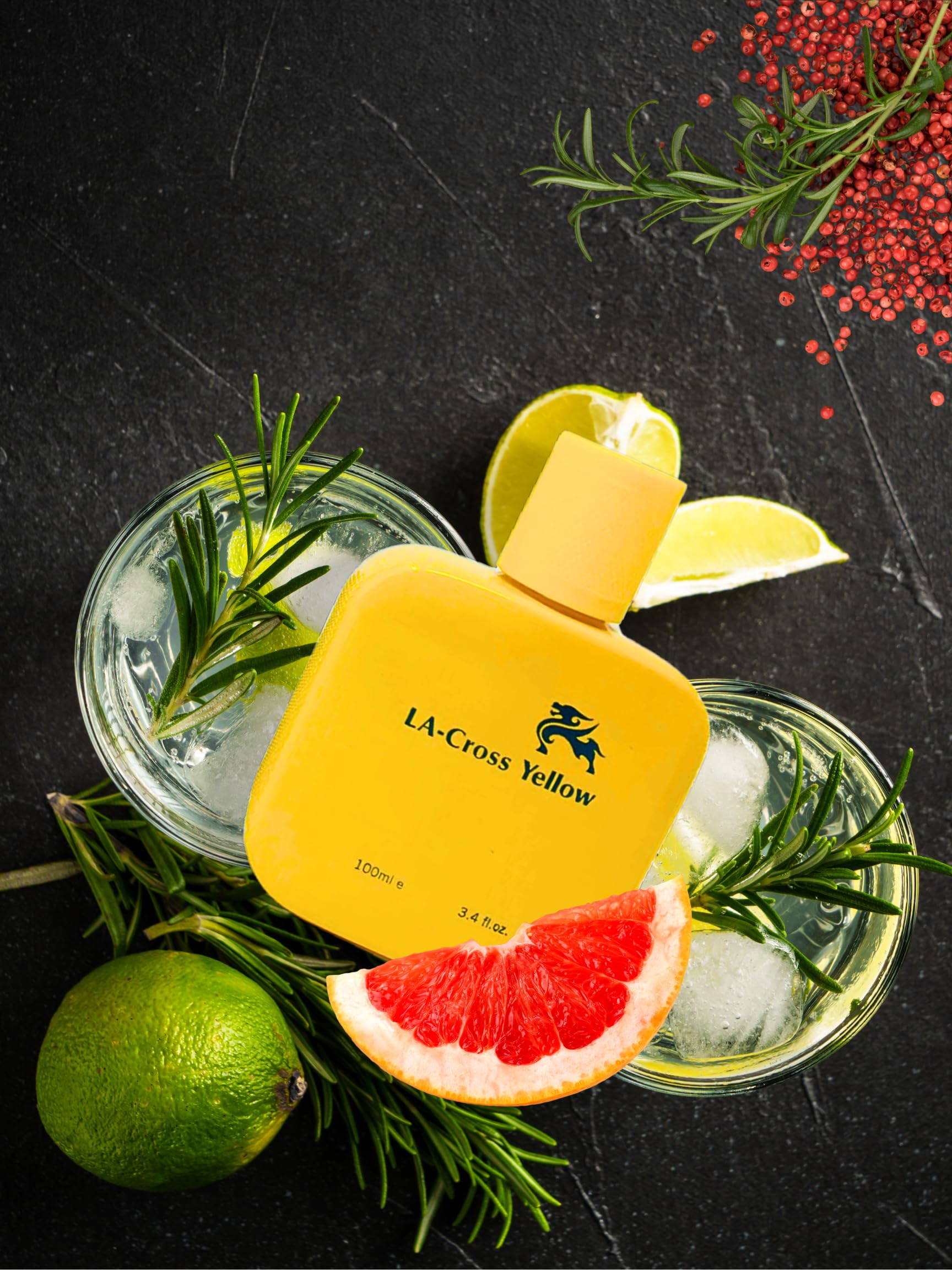 LA- CROSS YELLOW EAU DE TOILETTE 3.4 FL. Oz. Aromatic Fruity fragrance for men.