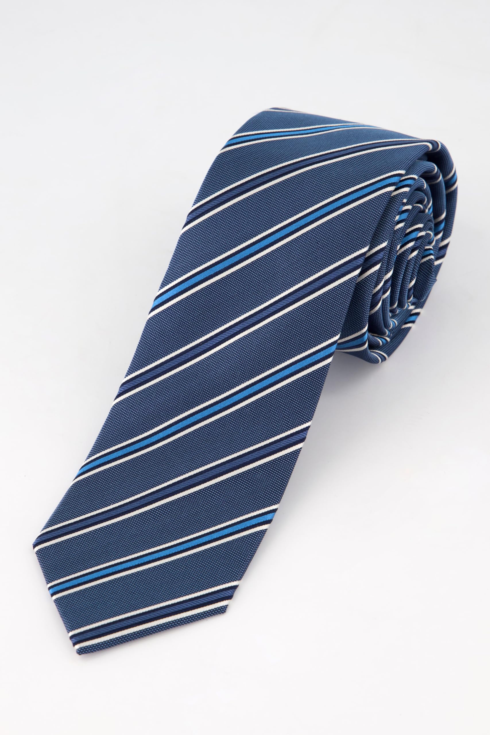 JP 1880 Herren große Größen Übergrößen Menswear L-8XL Seiden-Krawatte, Streifen, Extralänge, 7,5 cm breit mittelblau 1Size 809025756-1