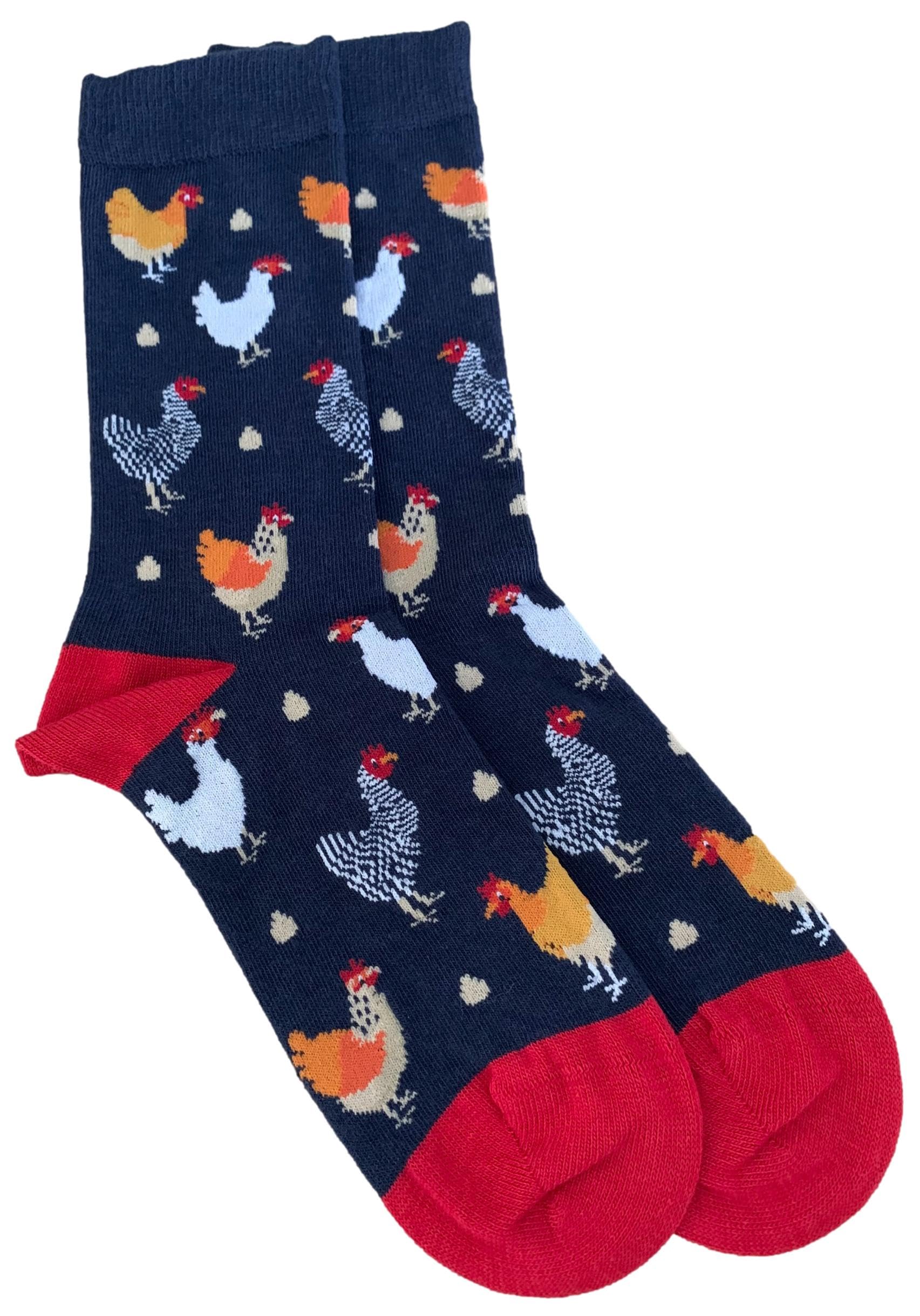 Purple Possum Women's Navy Blue, Blue, Dark Blue, Navy Purple Possum® Hen Socks Hens Bamboo Cotton Blend Navy Blue Red Chicken Size 4-7
