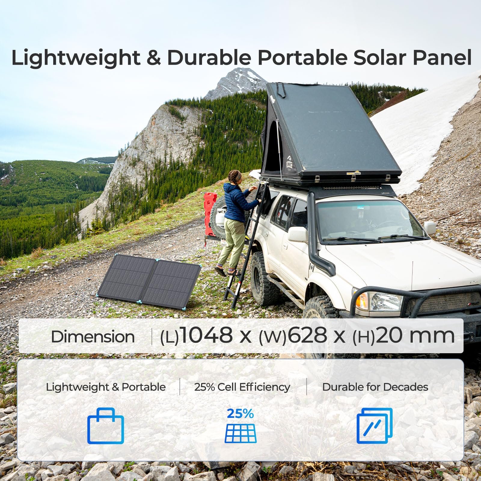 Renogy Pannello solare pieghevole 100W celle tipo N modulo solare pieghevole portatile pieghevole impermeabile IP67 per camper, roulotte, cabine, campeggio, sistemi di schienale per la casa