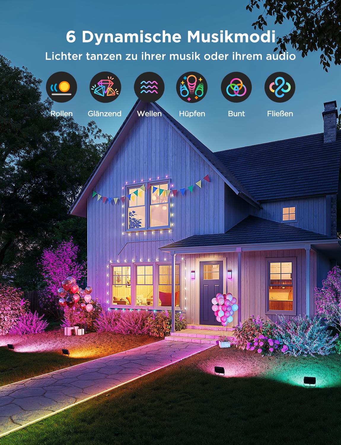 Govee Outdoor LED Strahler 48W RGB Außen Kalt/Warmweißes Licht 4000LM Kompatibel mit Alexa Matter IP66 Wasserdicht Flutlicht 4pcs