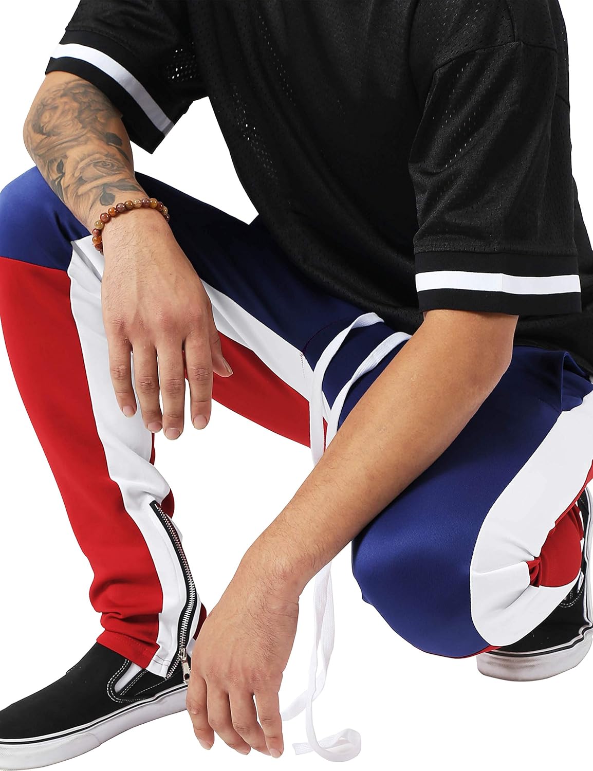 Mens Track Pants Three Tone (X-Large, tp0555_Royal Blue/Red) - Image 5