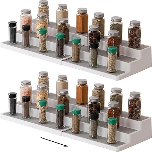 Vista 10 de SIMPLEMADE Organizador de especias de 3 niveles, estante de almacenamiento versátil para cocina, baño, dormitorio y oficina, juego de 2