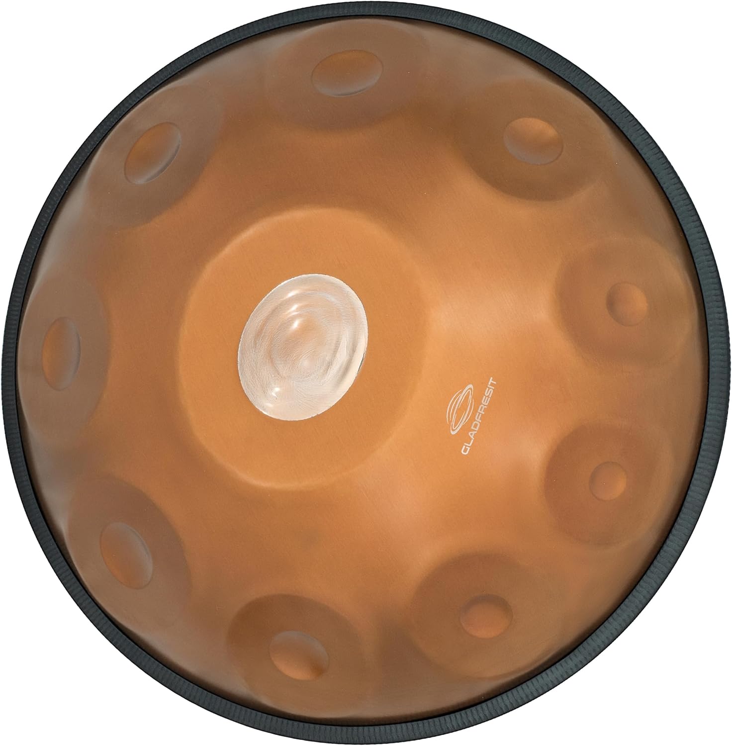 GLADFRESIT Master Series handpan,Gold, 440Hz, 22 inches, 10 notes, D minor Kurd, with backpack, stand, course, cleaning cloth, tuning blow, and woven rope. (Master Series Gold, 10-440hz)