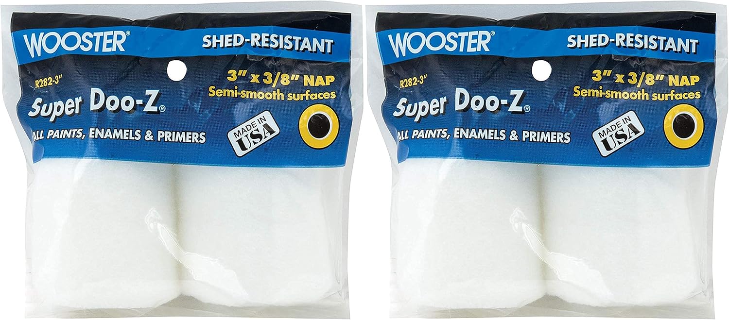 Wooster Brush R282-3 Deluxe Trim Roller, 2-Pack Refill, 3/8-Inch Nap, 3-Inch Pack of 2