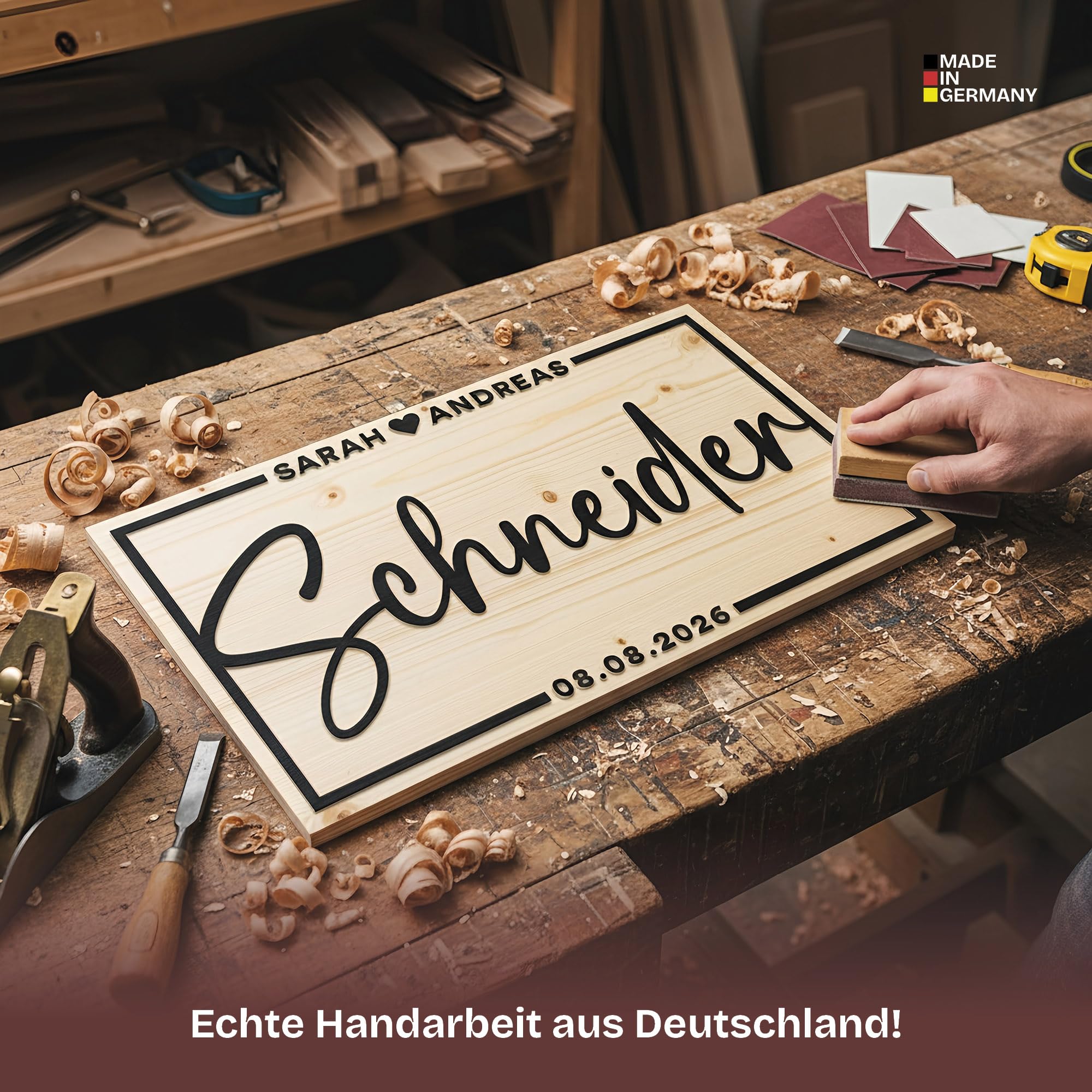 ARTFAVES® Personalisiertes Holzbild - Du-Ich-Wir - individuelles, persönliches Schild aus Holz, Geschenk zur Hochzeit, Valentinstag, Kennenlerntag, Verlobung, Wohnung Einzug