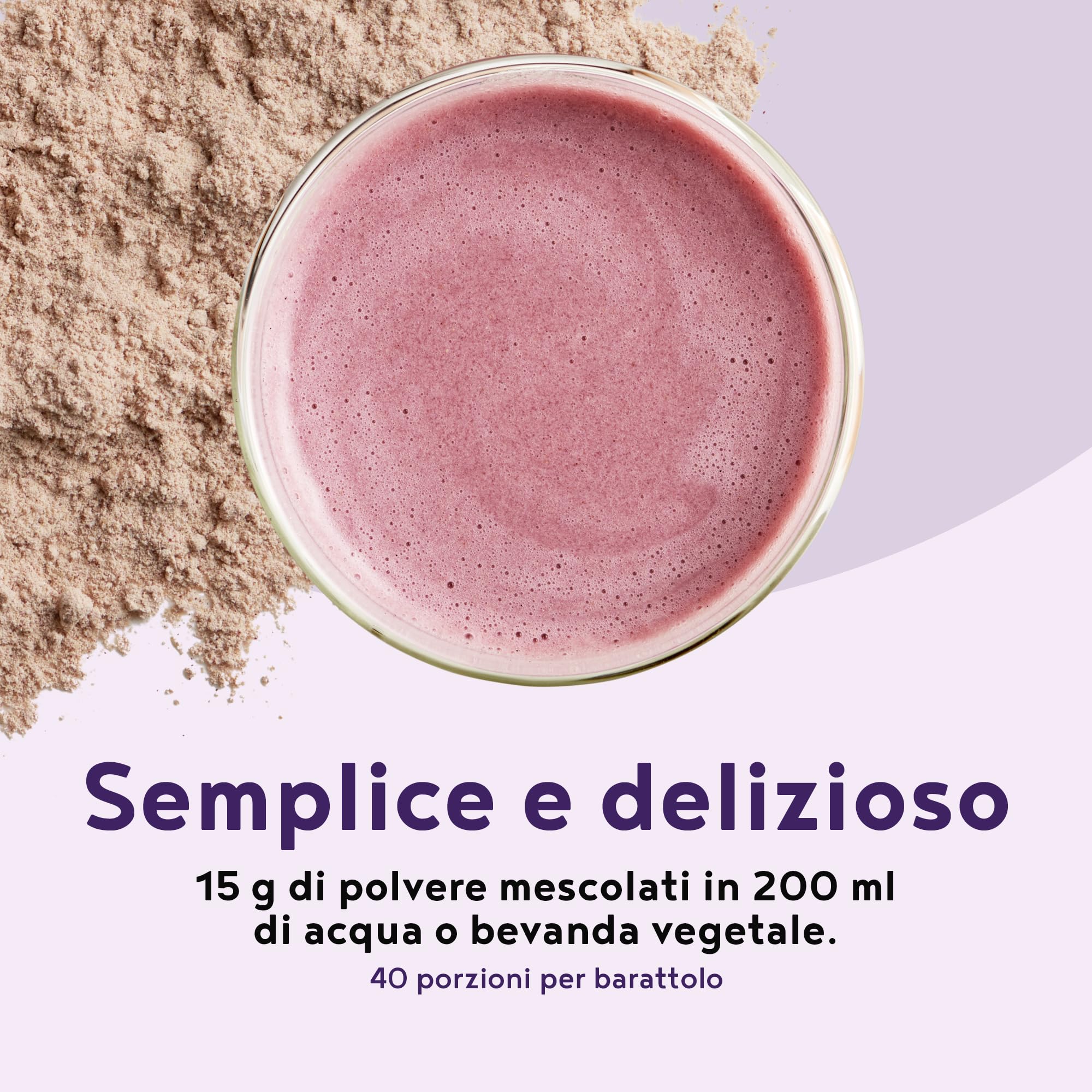 Proteine in Polvere Vegane | Gusto Mirtillo | 17g Proteine | Proteine Vegetali Isolate in Polvere di Pisello, Riso e Girasole | Massa Muscolare | 600g Vegan Protein Powder | Alpha Foods