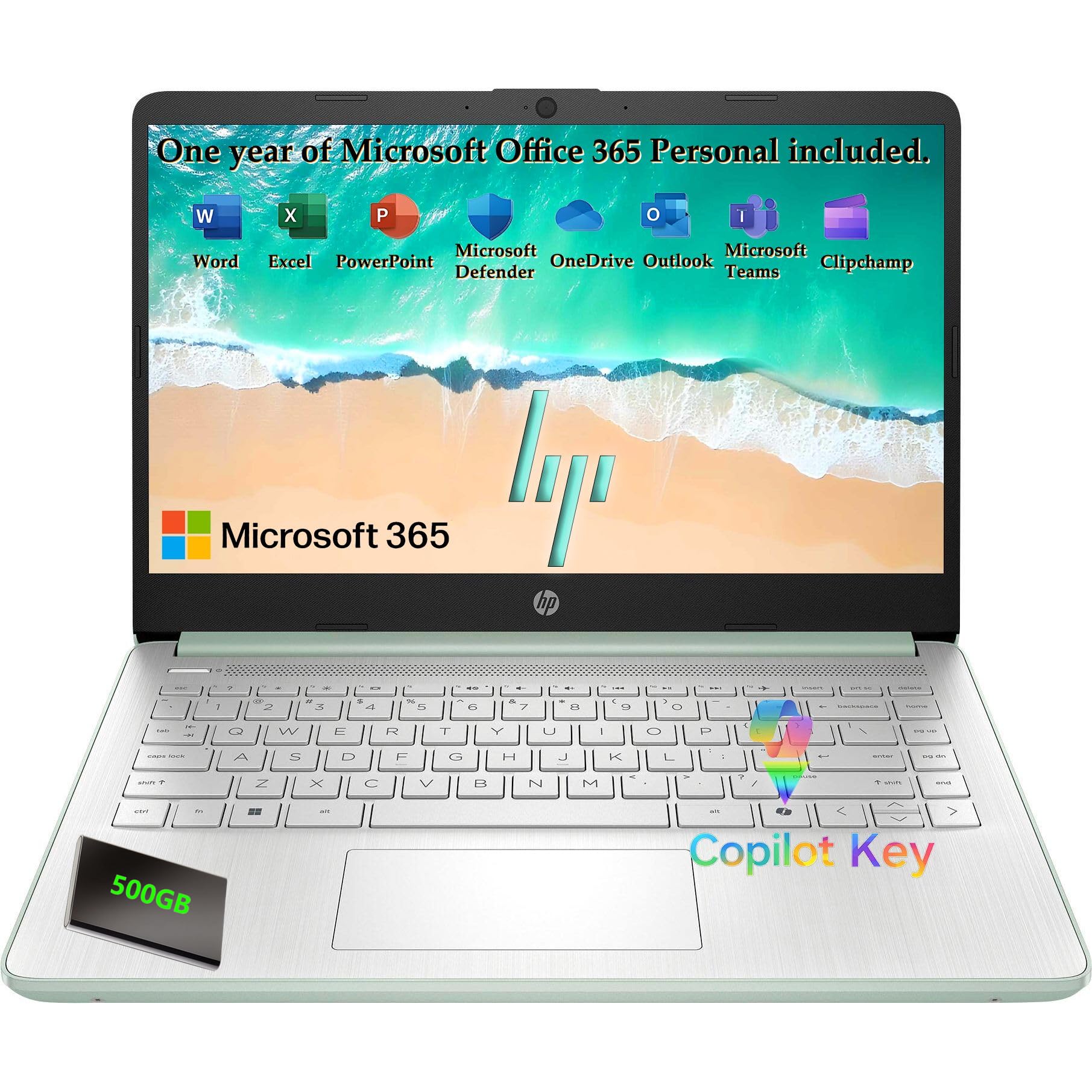 HP 2027 Everyday Laptop, Intel CPU, 628GB Storage (500GB HDD), Copilot AI