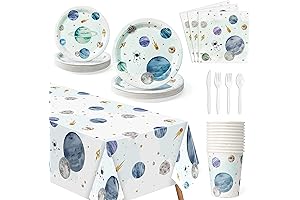 WATINC 170pcs First Trip Around the Sun Space Party Tableware Set, The...