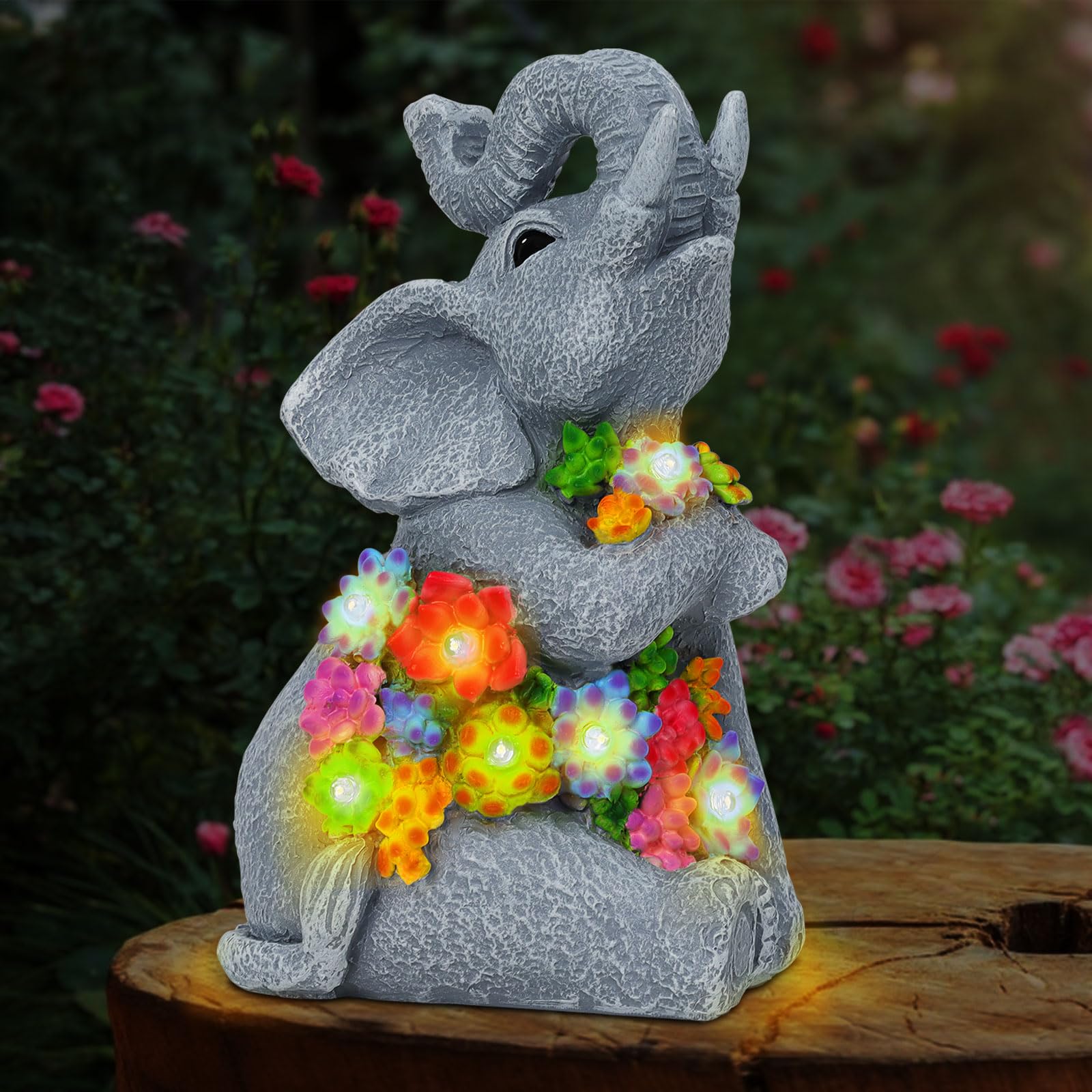 RICHIE Elephant Solar Garden Ornaments Outdoor Indoor Decor, Waterproof Garden Statue Figurine Sculpture