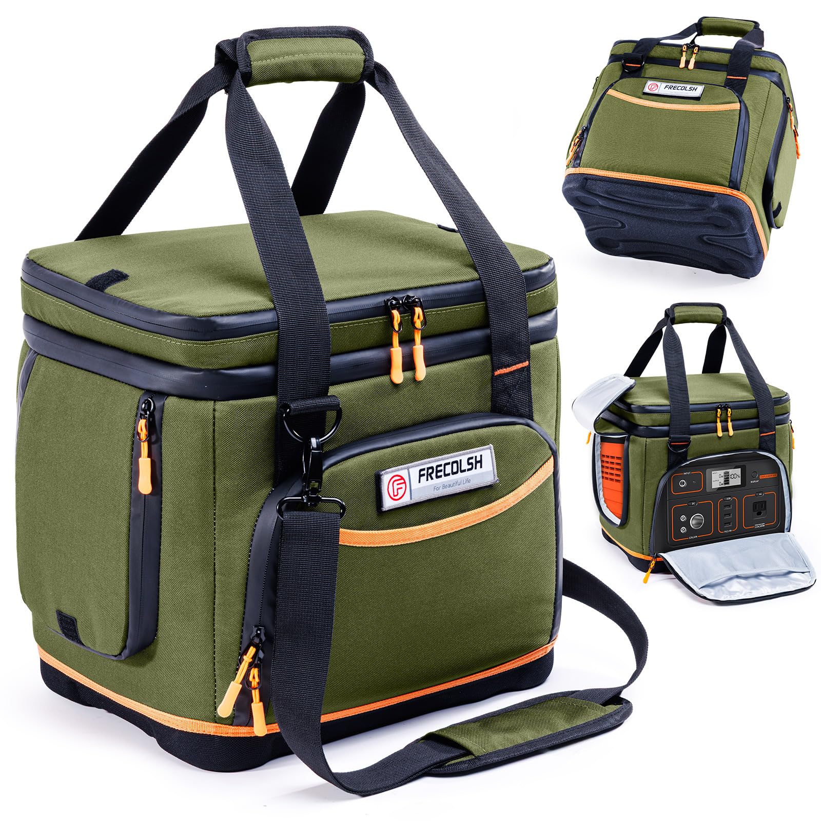 Double-Layer Travel Carrying Case for Jackery Explorer 500 – Portable Power Station Storage Bag with Molded Hard Bottom, Side Ventilation, and Front Pockets for Jackery Accessories & Solar Generator