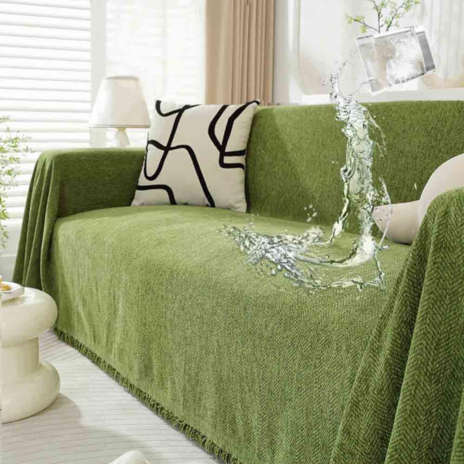 Large Throws for Sofas 3 Seater, Chenille Sofa Throws Large 4 Seater, Throws for Sofas Large Couch Throw with Decorative Tassels, Washable Breathable Sofa Blanket Cover,B-180x180cm/70.87x70.87in