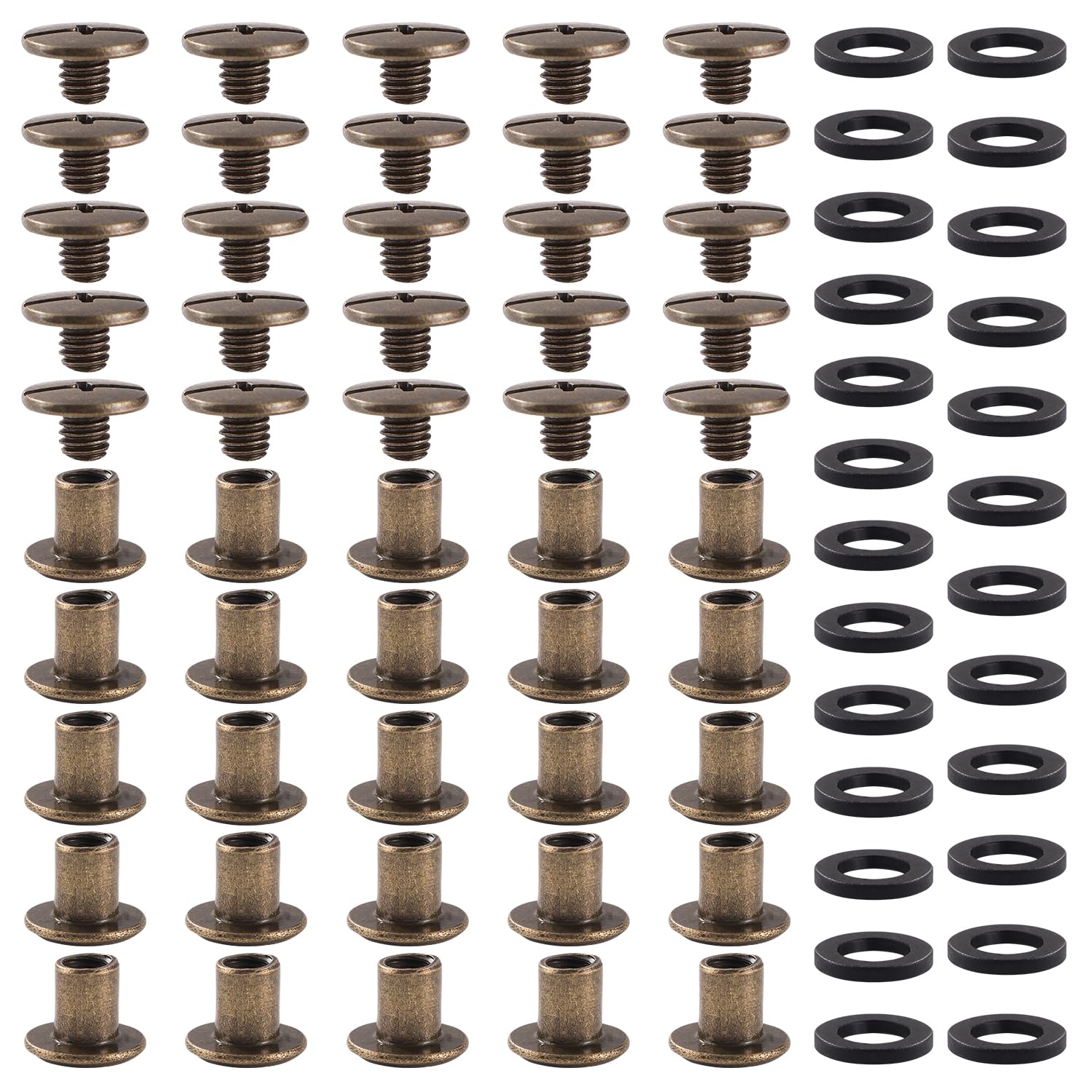 YIXISI 25 Set M5x6mm Chicago Binding Screws Kit, Book Binding Rivets, Leather Rivets, Binding Screws Posts