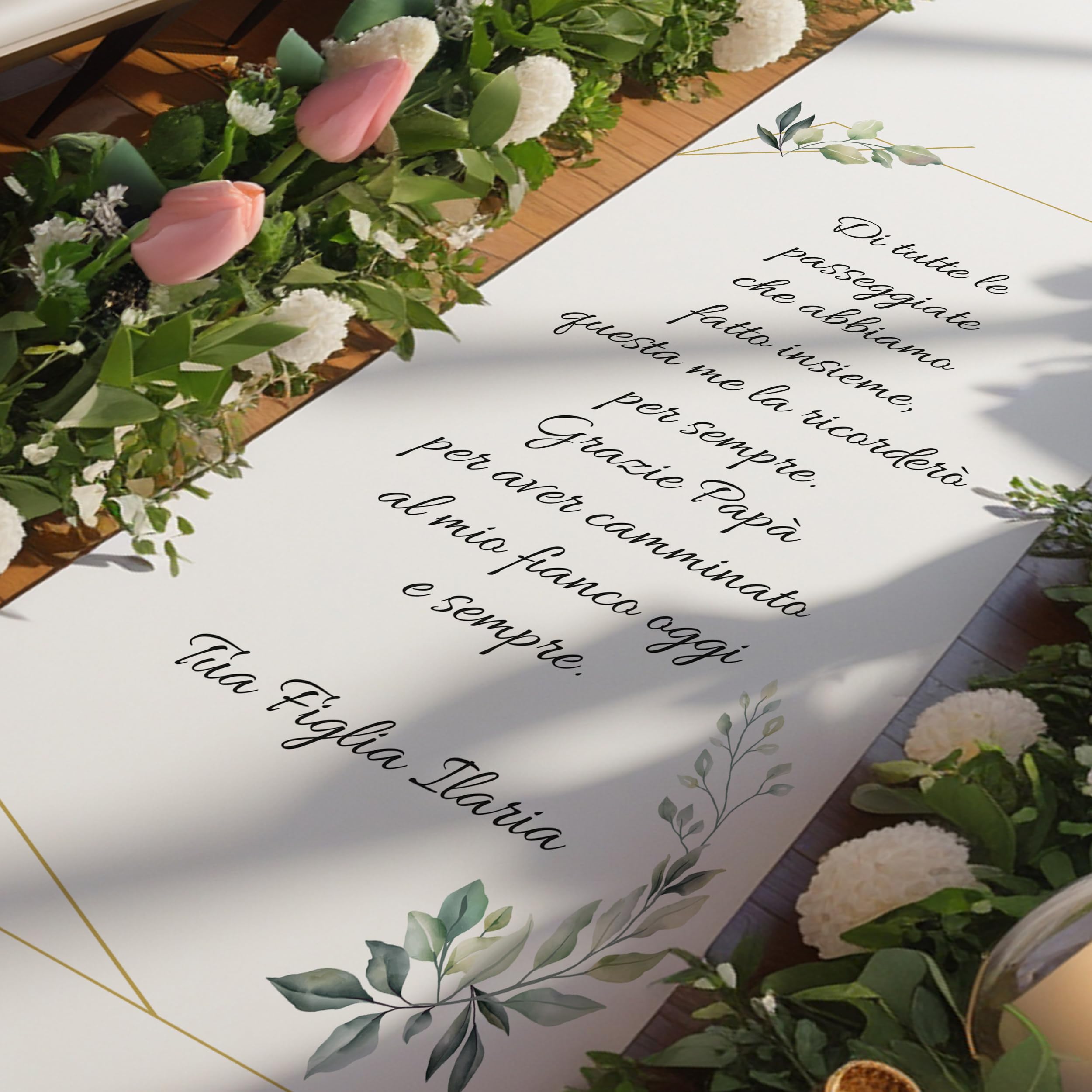 Tappeto Matrimonio di tutte le passeggiate che abbiamo fatto insieme questa me la ricorderò per sempre per il Papà 12 (100x300cm)