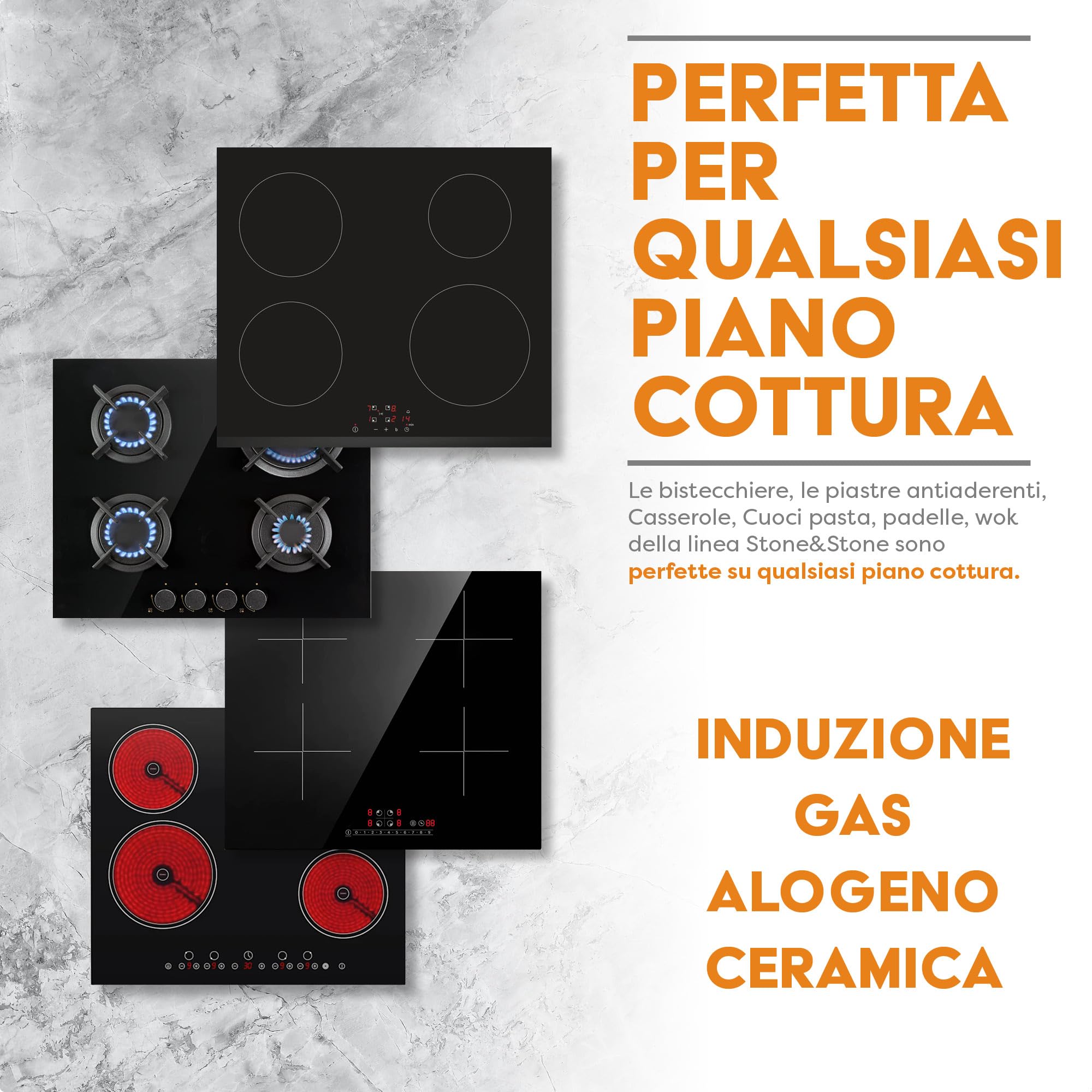 Stone&Stone Pentolino da latte 16cm a induzione totale alluminio acciaio e pietra professionale estremamente antiaderente sviluppata con tecnologia tedesca risparmio in bolletta del 50% pentola