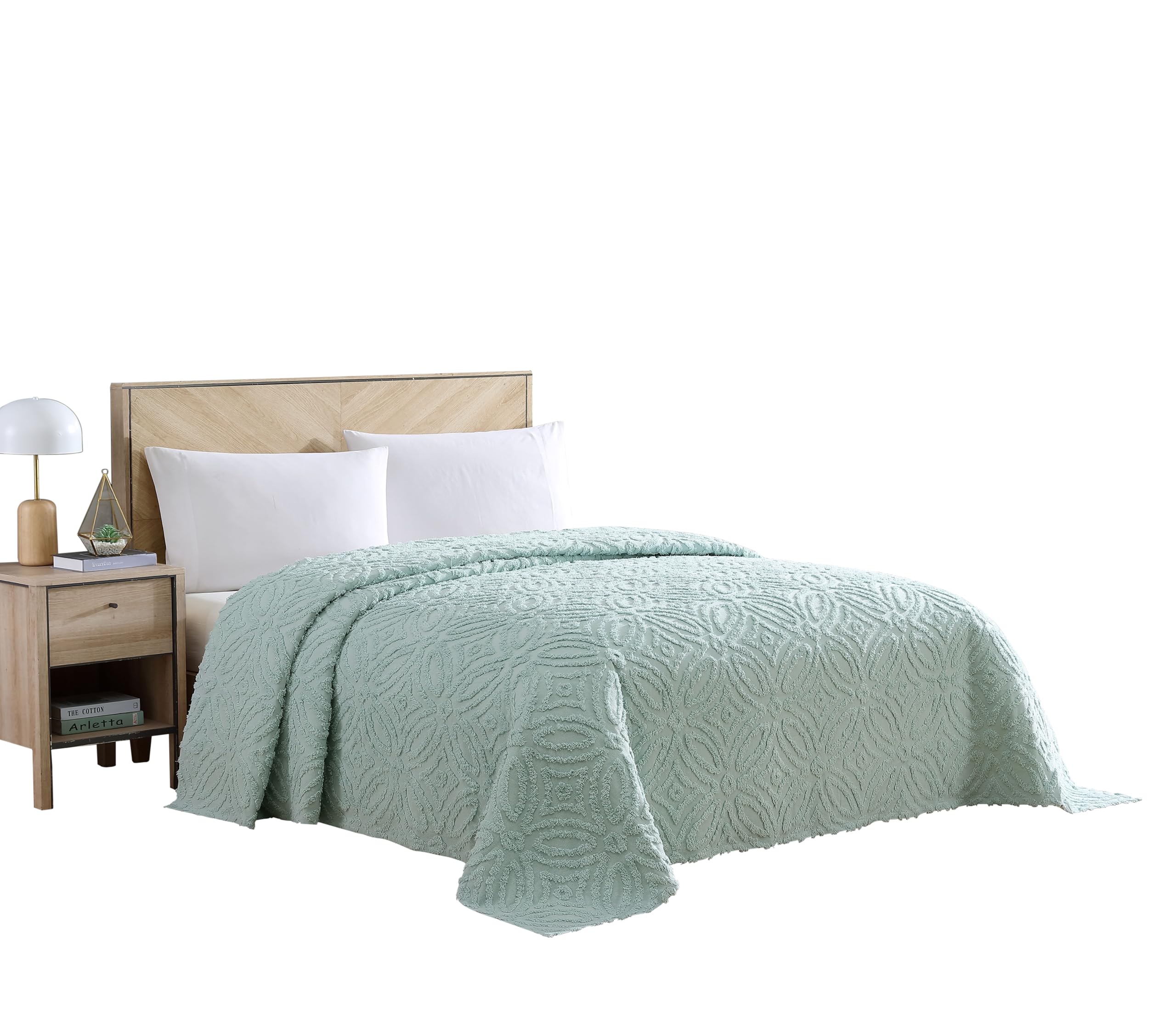 Beatrice Home Fashions Wedding Ring Chenille Bedspread, Full, Blue