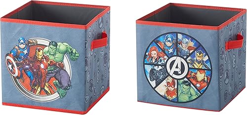 Idea Nuova Marvel Avengers - Juego de dos espaciosos cubos de almacenamiento plegables, 10 x 10 pulgadas, Avengers gris