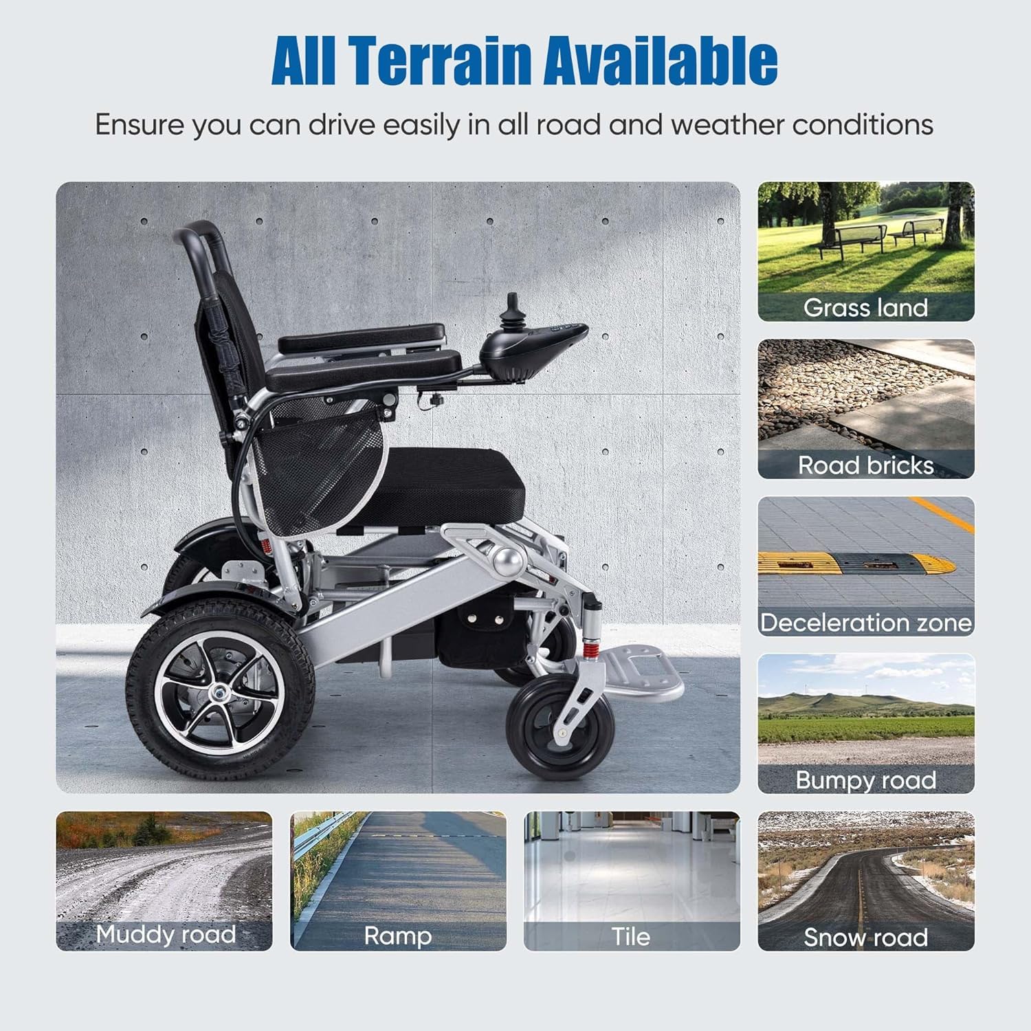 MÁS SANTE - Easy Rider Silla de ruedas Eléctrica Autoplegable, 2 × 300 W, Autonomía 25 km, Batería Litio, Ligero y Compacto, Uso Interior/Exterior