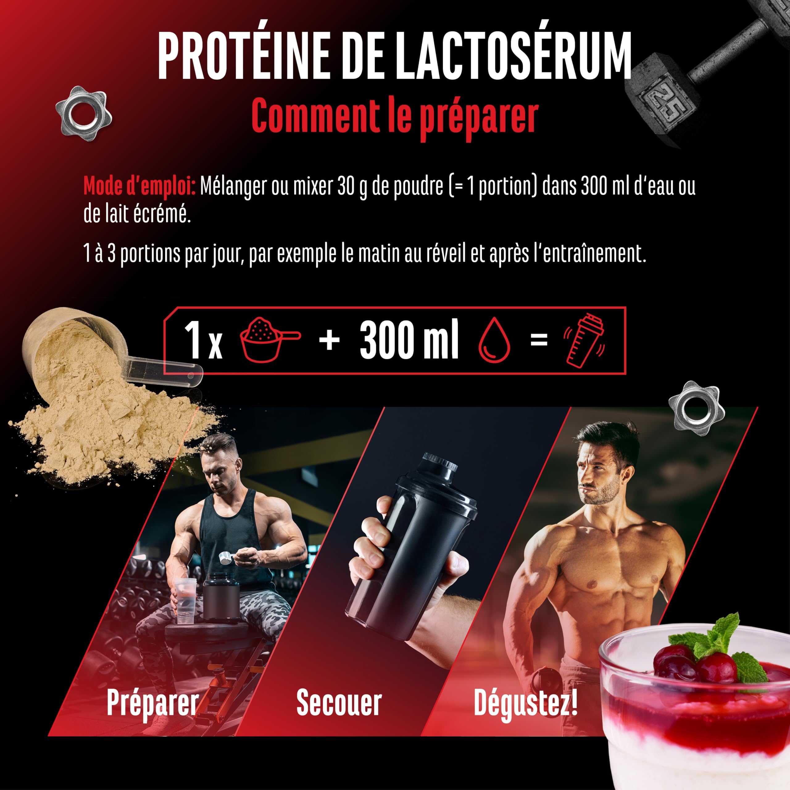 Whey Protein Complex - 1000 g (Semoule au lait avec des Cerises) - Avec part d'isolat - Protéine soluble instantanée en poudre avec BCAA & EAA - German Elite Nutrition