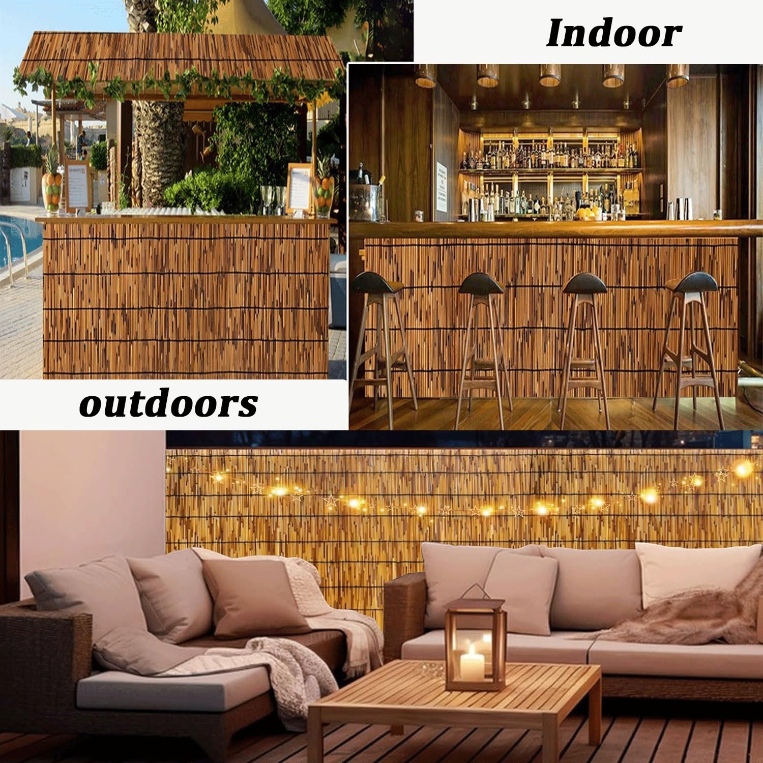 Rotoli Decorativi per Recinzione in bambù per Esterni, per Giardino, terrazza, Cortile, Piscina, Balcone, 4,5 Piedi x 20 Piedi (137 cm x 600 cm) Pannello per la Privacy d