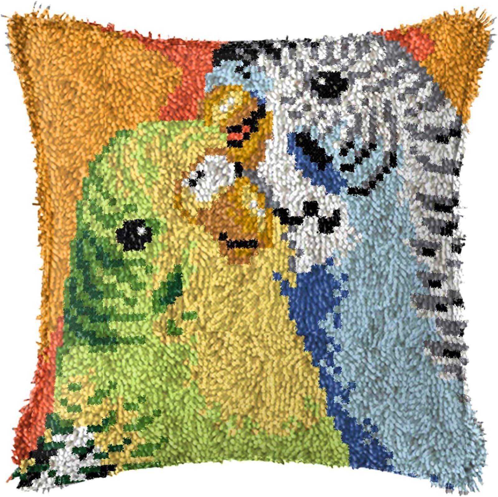 Zfflyh 2 Birds Latch Hook Kits, Latch Hook Kit For Adult Beginner Diy Crochet Yarn Kits For Throw Pillow Cover Sofa Car Cushion Cover 43X43cm,