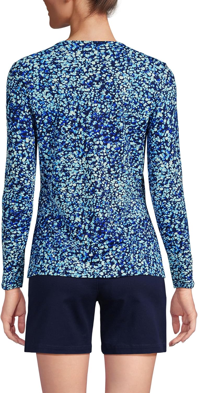 Lands' End Women's Long Sleeve Crewneck Sunshade UPF50 Quick Dry Garden Tee