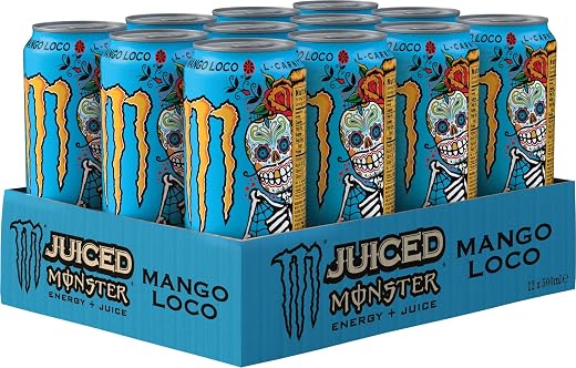 Monster® Mango Loco Energy + Juice Carbonated Energy Drink | L-Carnitine + Inositol + B Vitamins + Taurine, 16.91 fl oz ℮ ...