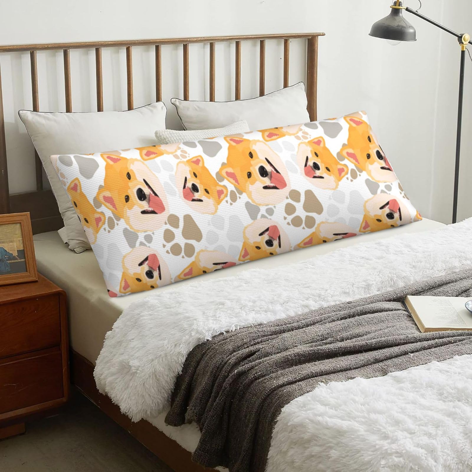 Shiba Inu, Body Pillow Cover with Zipper,Long Body Pillowcase 20 x 60 in