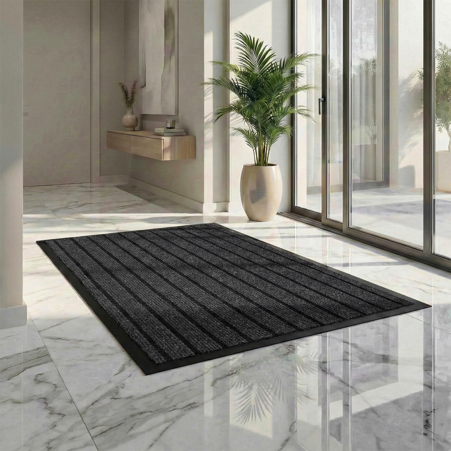 Cozy Haven Rubber Rug – Outdoor & Indoor Heavy Duty Washable Non-Slip Rug for Kitchen Garden, Inside & Outside Floor Mats, Waterproof and Dirt Trapper Entrance Rug (120x150 cm, Black)