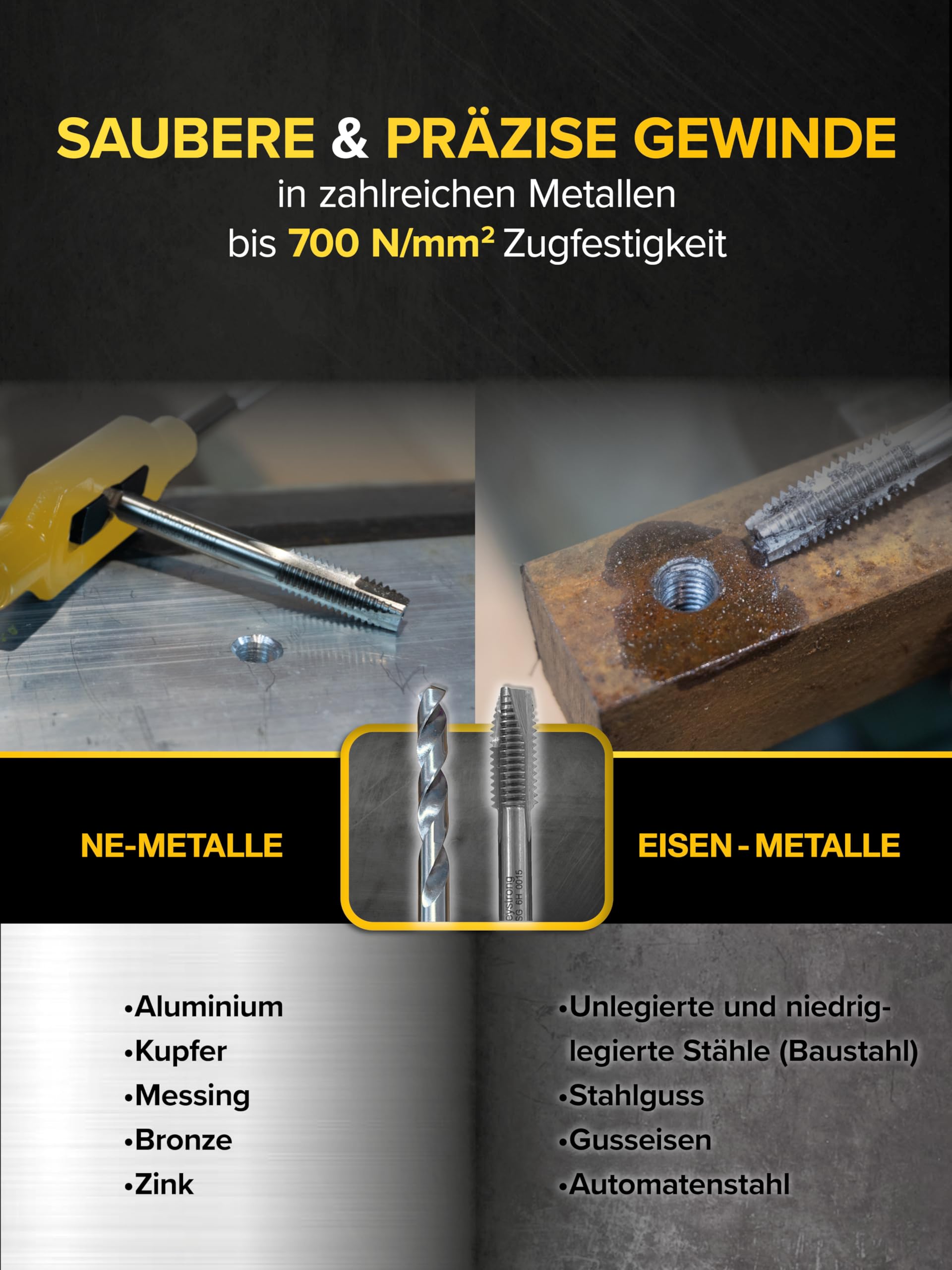 monkeystrong Gewindeschneider Set M3-M12, Gewindebohrer mit Kernlochbohrer