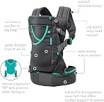 Infantino Carry On Active Baby Carrier Ergonomic Multi-Pocket 8-40 lb, Gray | Ergonomic multi-pocket design, Padded straps & lumbar belt storage, Includes pacifier loop, Registry essential gift