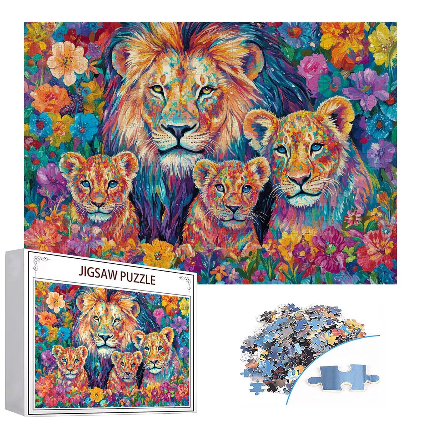 Puzzle 4000 elementów lew puzzle dla dorosłych kwiaty 141 x 87 cm unikalne rzemiosło klasyczne 3D drewniana układanka do rodzinnych gier biznesowych, układanka do samodzielnego wykonania nawet do