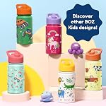 BOZ Bouteille d'eau isolée pour enfants avec paille - Bouteille d'eau pour tout-petit en acier inoxydable, 14 oz (414ml) Sans rayure et sans lave-vaisselle (Dinosaure)