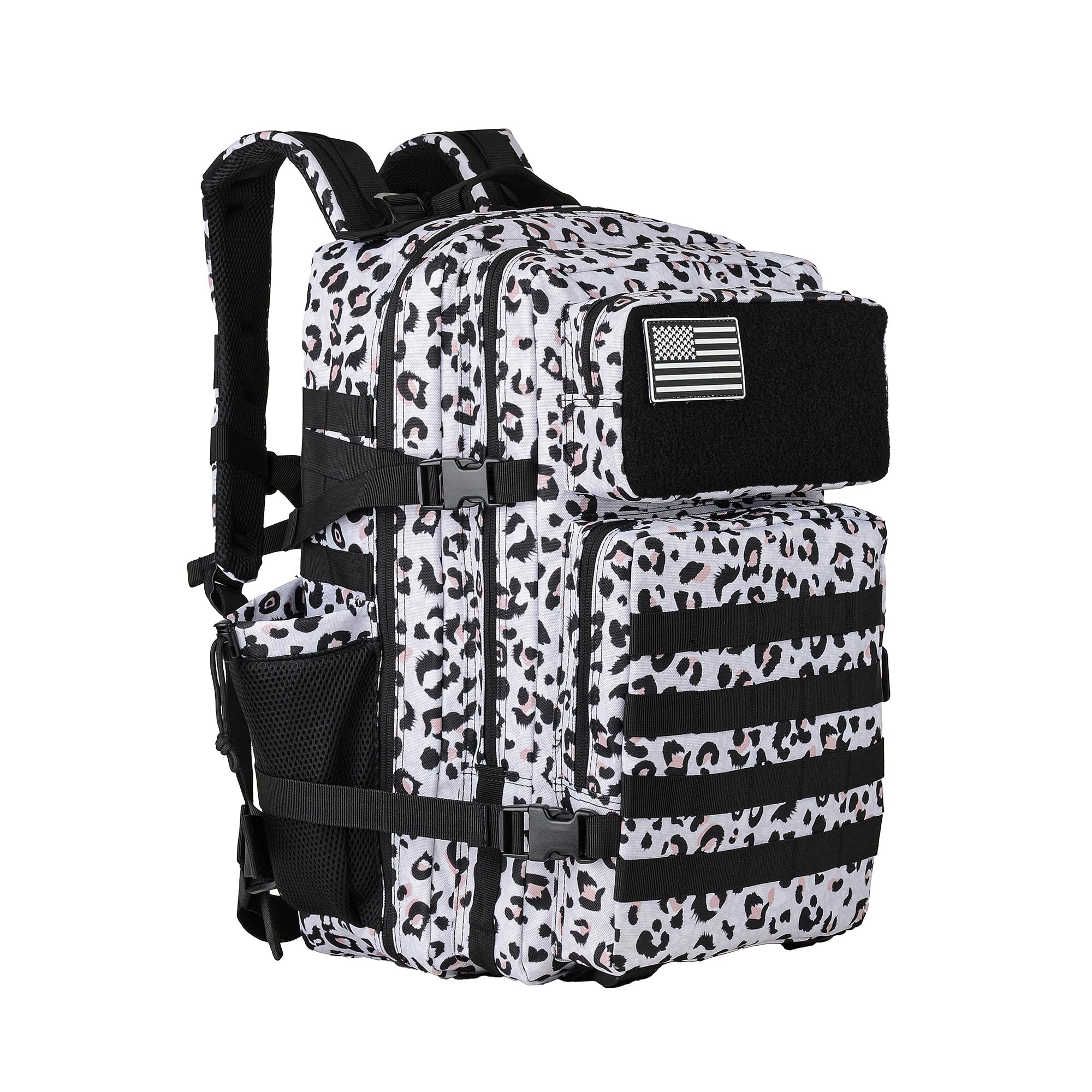 gracedon Tactical Backpack - Military Molle Bag 3 Days Pack for men and Women Large Assault Rucksack 25-45L (25L-Gray leopard print)