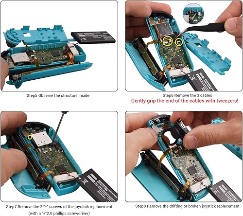 Miniatura 6 de JAOYSTII Joycon Joystick de repuesto, 4 unidades, palillo analógico de repuesto para control Joy-Con Switch Lite, joystick analógico