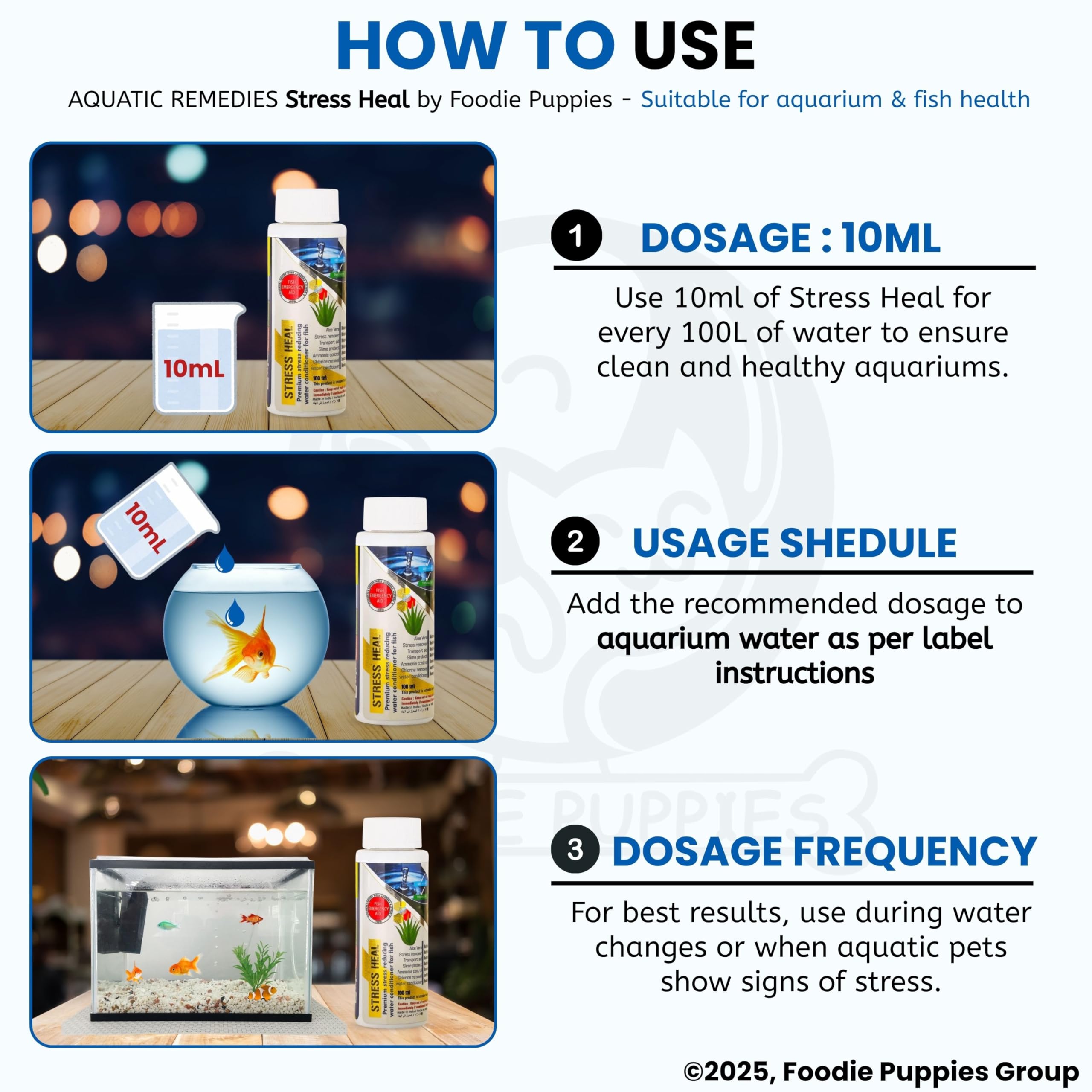 Foodie Puppies Aquatic Remedies Stress Heal - 100ml | Suitable for Fresh and Salt Water | Rapidly Reduces Stress and Mortality | Aquarium Water Conditioner 4