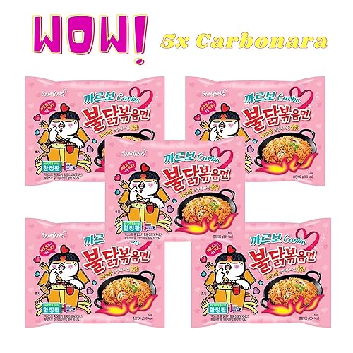 Miniatura 4 de Samyang Buldak - Paquete variado de ramen con sabor a pollo incluye 4 piezas originales de pollo picante, 4 carbonara, ideal para el desafío de
