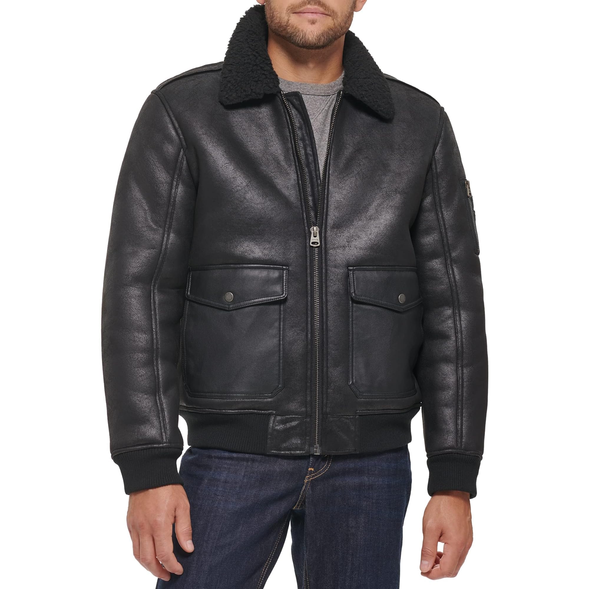 Levi's Men's Faux Leather Aviator Bomber Jacket (Regular & Big