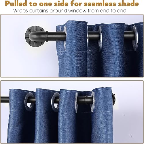 Miniatura 2 de Barra de cortina industrial negra para ventanas de 28-48 pulgadas - Barra rústica de 1 pulgada para uso en interiores o exteriores, ajustable de 28