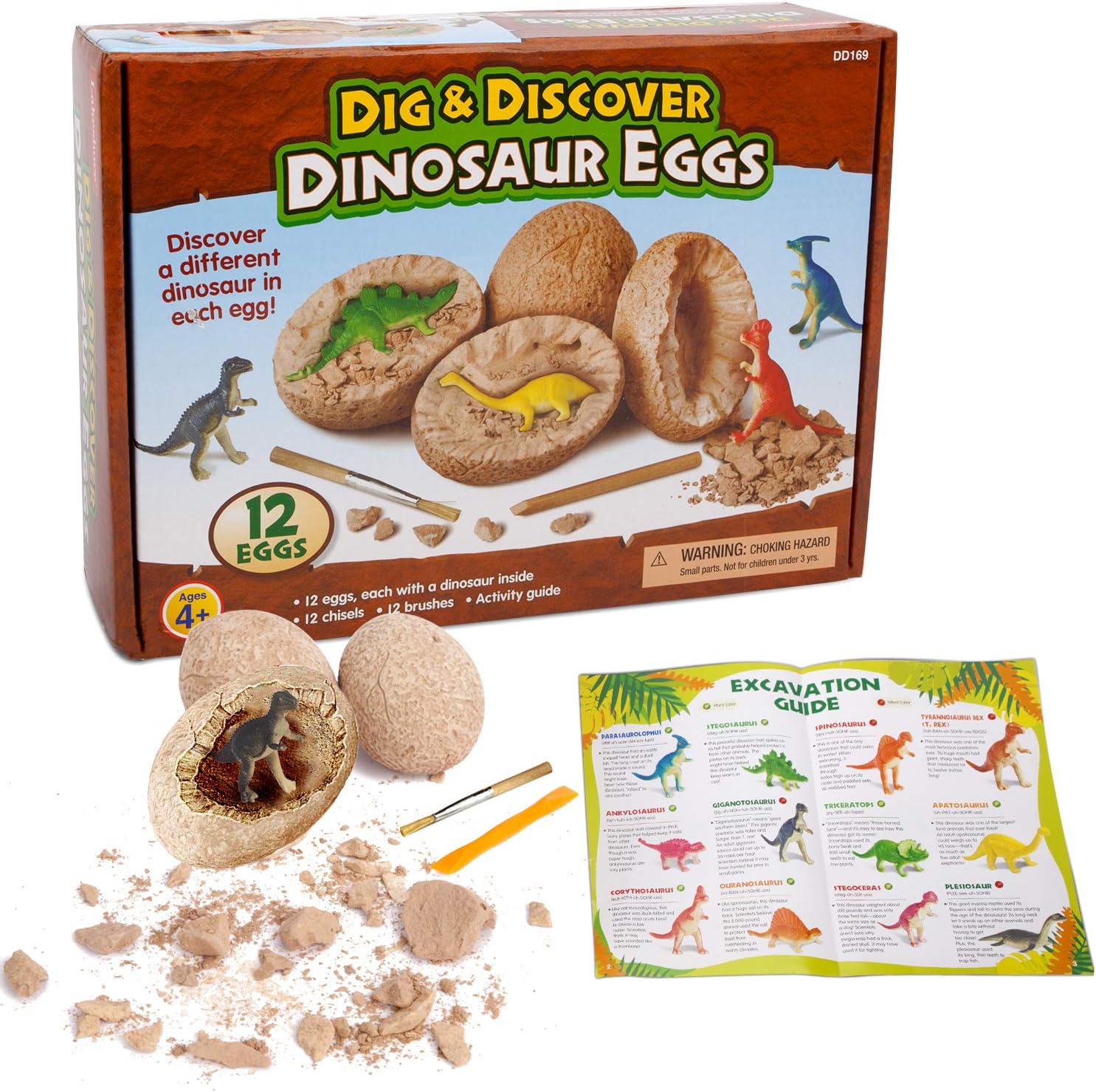 Sugoiti Dino Egg Dig Kit Dinosaur Toys for Kids 3-5 5-7 Science STEM Party Activity Favors Including 12 Different Dinosaurs in Eggs