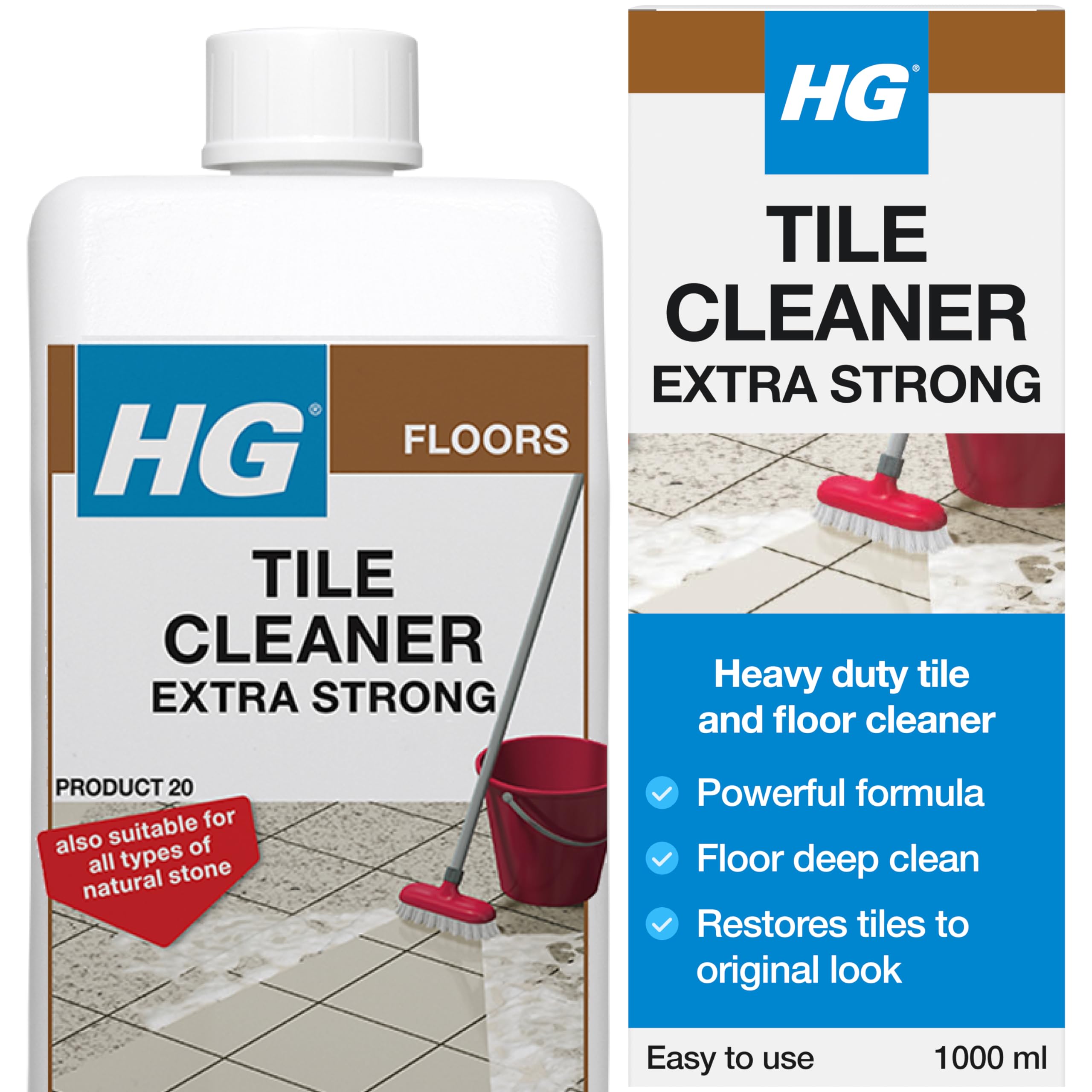 Heavy Duty Tile & Grout Cleaner - Powerful Floor Cleaner for Kitchen, Bathroom & Stone Surfaces - 1L
