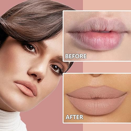 Miniatura 3 de Lápiz labial color piel mate, tubo de papel de terciopelo sedoso, barra de labios antiadherente, no se decolora, lápiz labial impermeable, duradero,